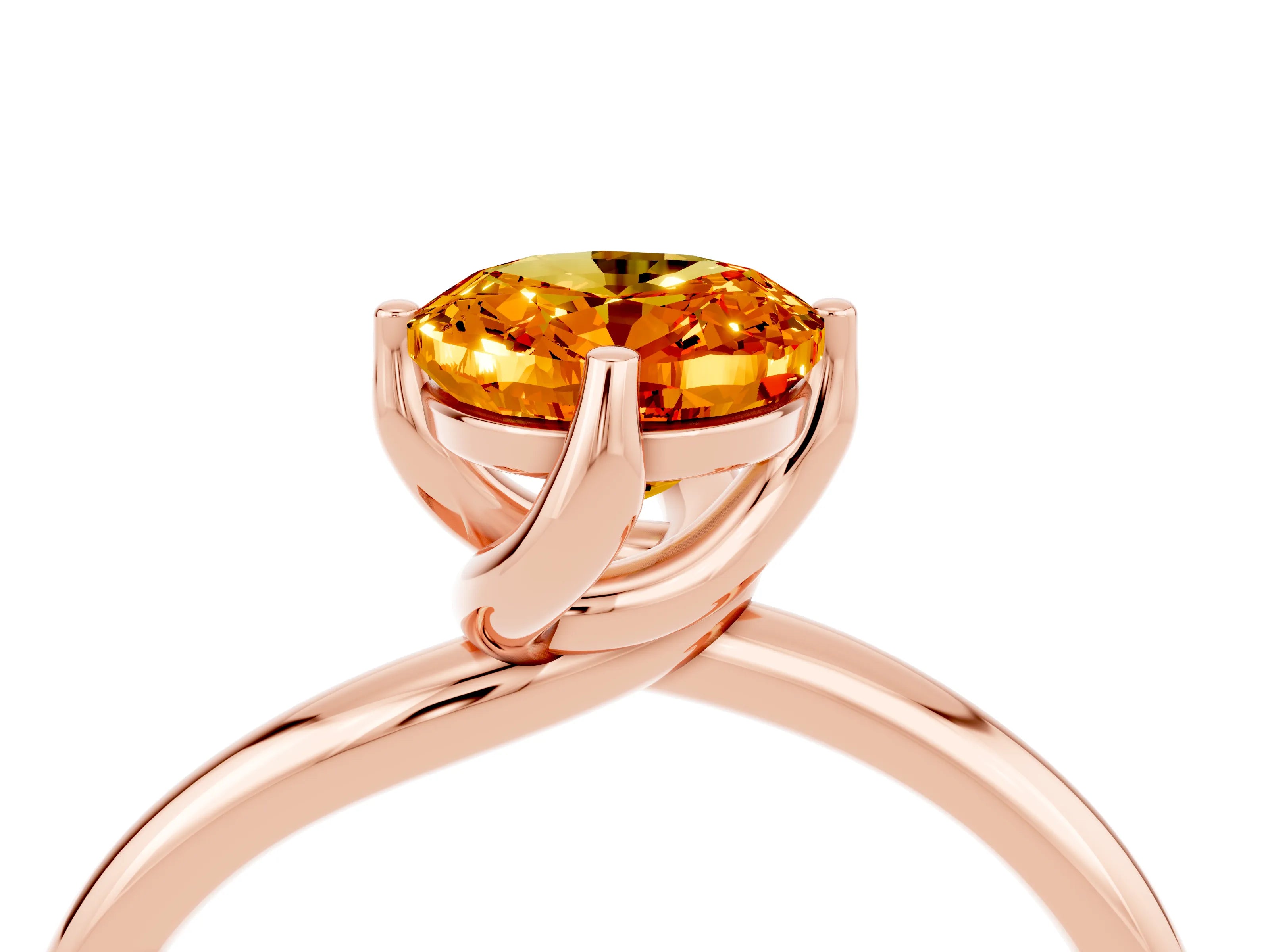 Rose gold Oval Cut Citrine Solitaire Engagement Ring with Four-Prong Setting and Classic Band_16