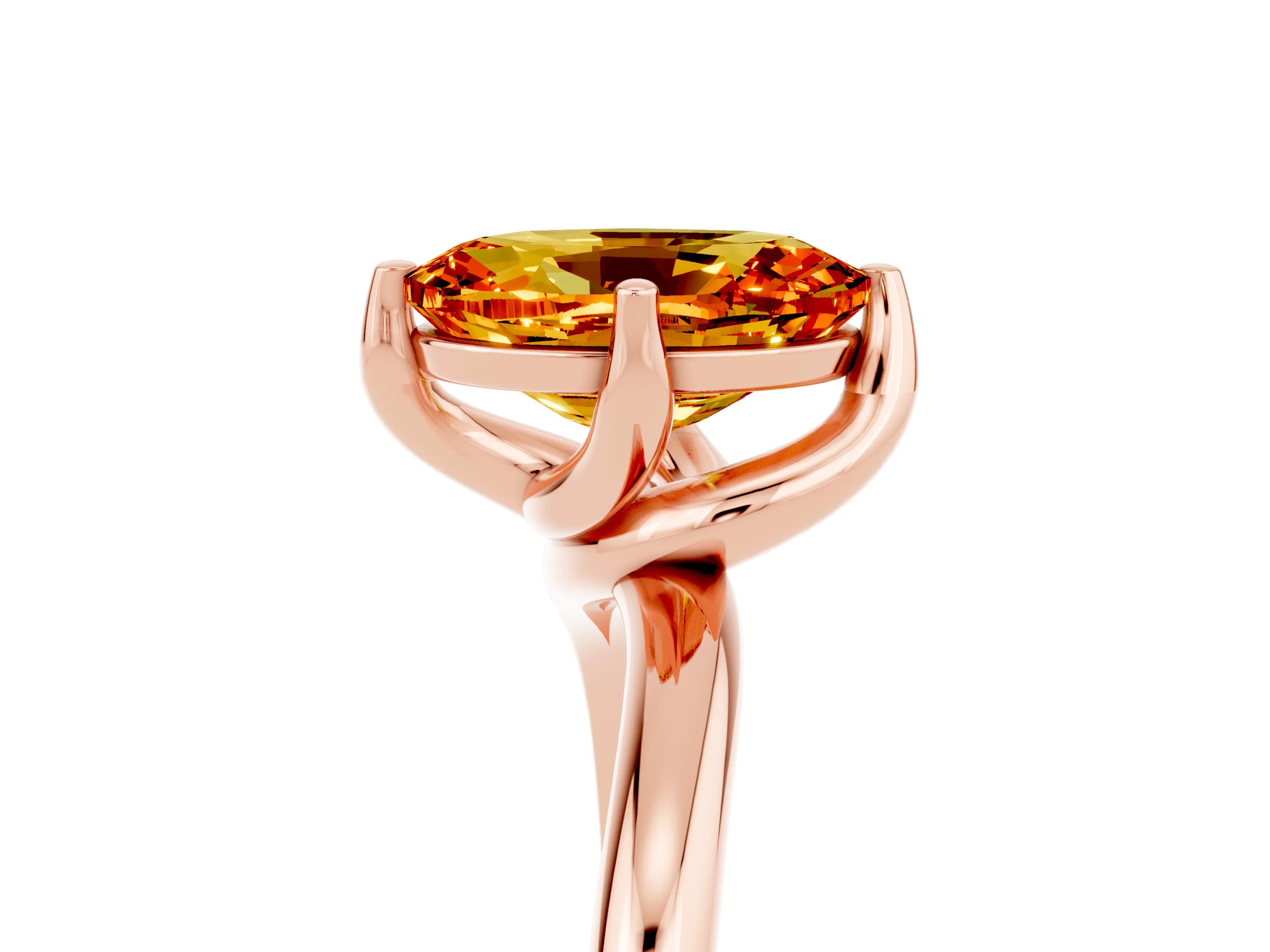 Rose gold Oval Cut Citrine Solitaire Engagement Ring with Four-Prong Setting and Classic Band_17