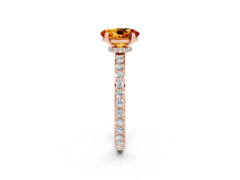 Rose gold Oval Cut Citrine Solitaire Engagement Ring with Pavé Band and Four-Prong Setting_2
