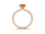 Rose gold Oval Cut Citrine Solitaire Engagement Ring with Pavé Band and Four-Prong Setting_3