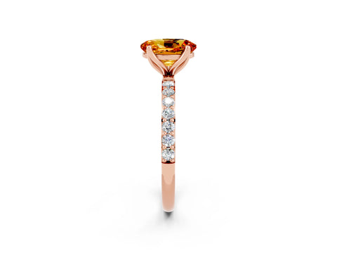 Rose gold Oval Cut Citrine Solitaire Engagement Ring with Pavé Band and Prong Setting_2