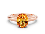 Rose gold Oval Cut Citrine Solitaire Engagement Ring with Round Band and Four-Prong Setting