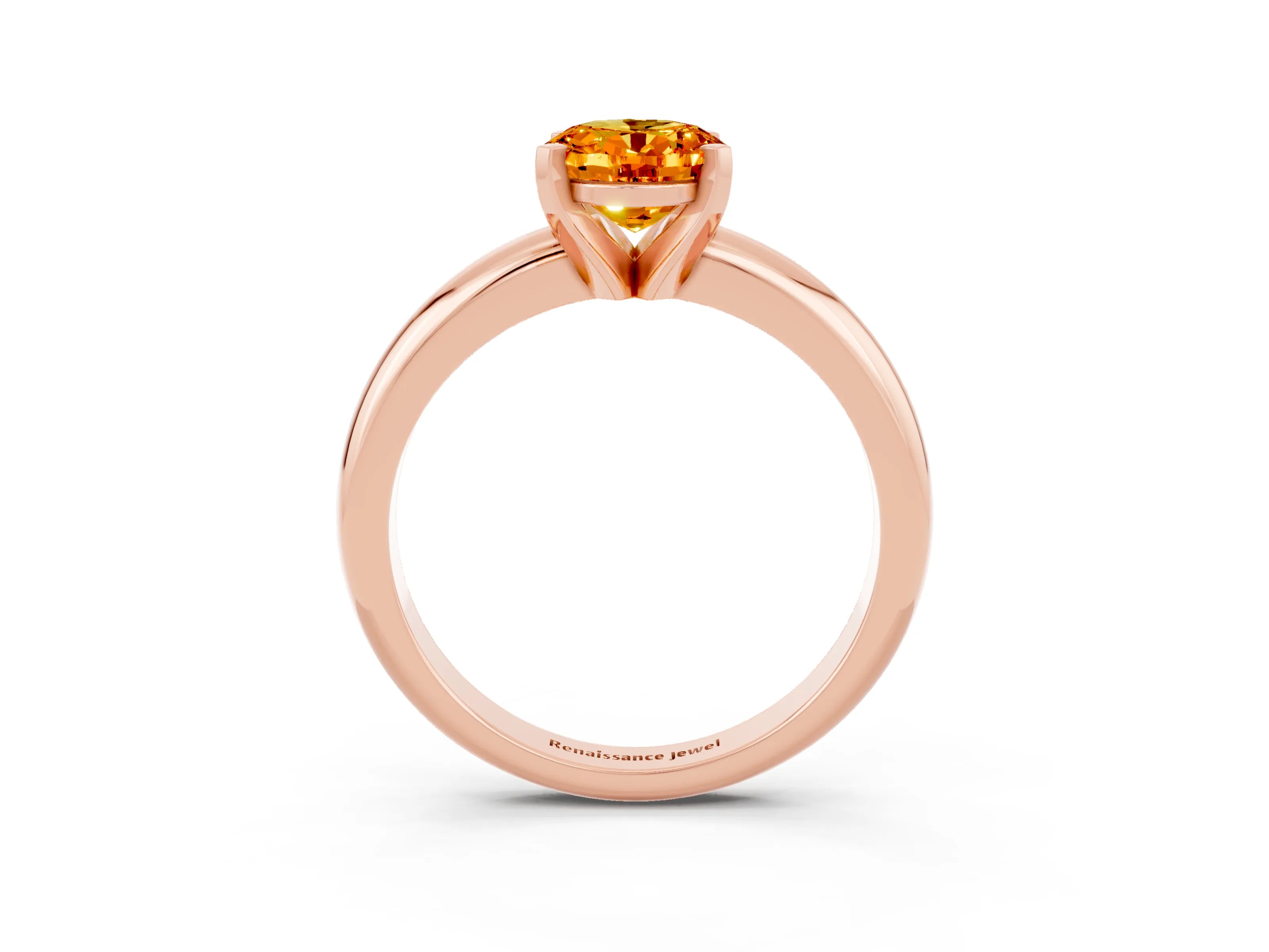 Rose gold Oval Cut Citrine Solitaire Engagement Ring with Round Band and Four-Prong Setting_3