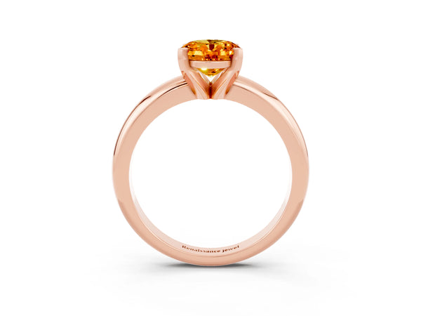 Rose gold Oval Cut Citrine Solitaire Engagement Ring with Round Band and Four-Prong Setting