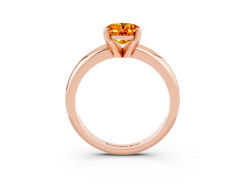 Rose gold Oval Cut Citrine Solitaire Engagement Ring with Round Band and Four-Prong Setting_3