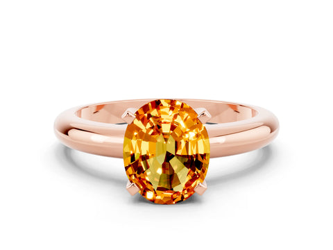 Rose gold Oval Cut Citrine Solitaire Engagement Ring with Round Band and Four-Prong Setting