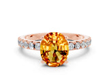 Rose gold Oval Cut Citrine Solitaire Pavé Band with Four-Prong Setting
