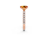 Rose gold Oval Cut Citrine Solitaire Pavé Band with Four-Prong Setting_2