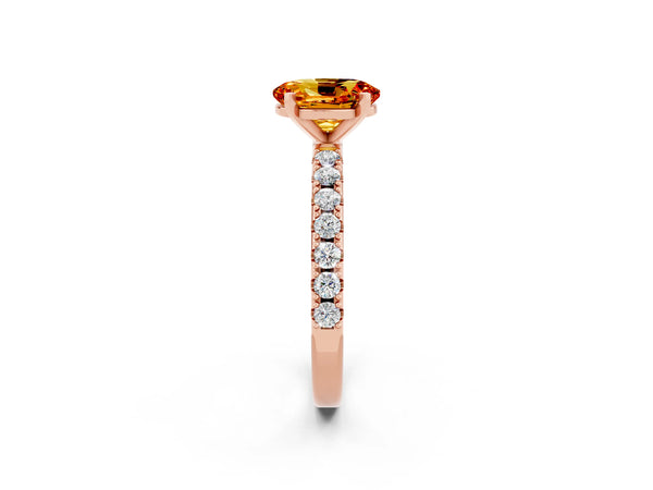 Rose gold Oval Cut Citrine Solitaire Pavé Band with Four-Prong Setting