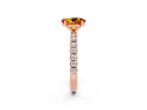 Rose gold Oval Cut Citrine Solitaire Pavé Band with Four-Prong Setting_2
