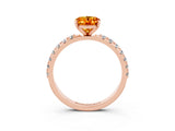 Rose gold Oval Cut Citrine Solitaire Pavé Band with Four-Prong Setting_3