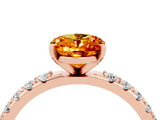 Rose gold Oval Cut Citrine Solitaire Pavé Band with Four-Prong Setting_4