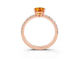 Rose gold Oval Cut Citrine Solitaire Pavé Engagement Ring with Round Band and Prong Setting_39