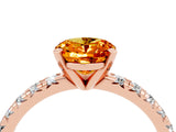 Rose gold Oval Cut Citrine Solitaire Pavé Engagement Ring with Round Band and Prong Setting_40
