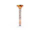 Rose gold Oval Cut Citrine Solitaire Pavé Engagement Ring with Round Band and Prong Setting_68