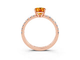 Rose gold Oval Cut Citrine Solitaire Pavé Engagement Ring with Round Band and Prong Setting_69