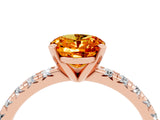 Rose gold Oval Cut Citrine Solitaire Pavé Engagement Ring with Round Band and Prong Setting_70