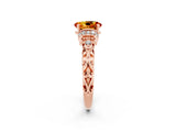 Rose gold Oval Cut Citrine Solitaire Ring with Filigree Band and Four-Prong Setting_26