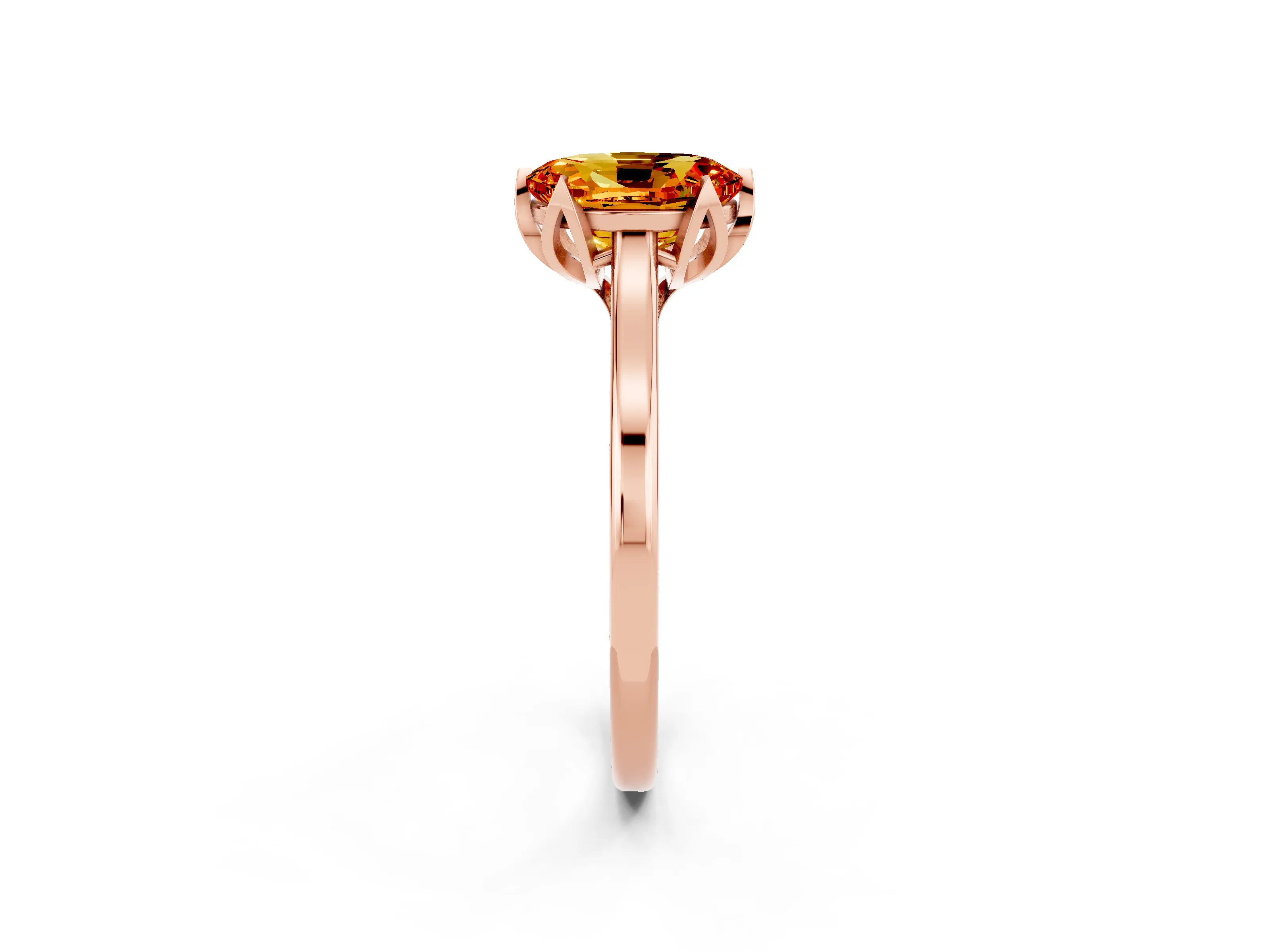 Rose gold Oval Cut Citrine Solitaire Ring with Flower Prong Setting and Classic Band_26