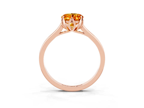 Rose gold Oval Cut Citrine Solitaire Ring with Flower Prong Setting and Classic Band_27