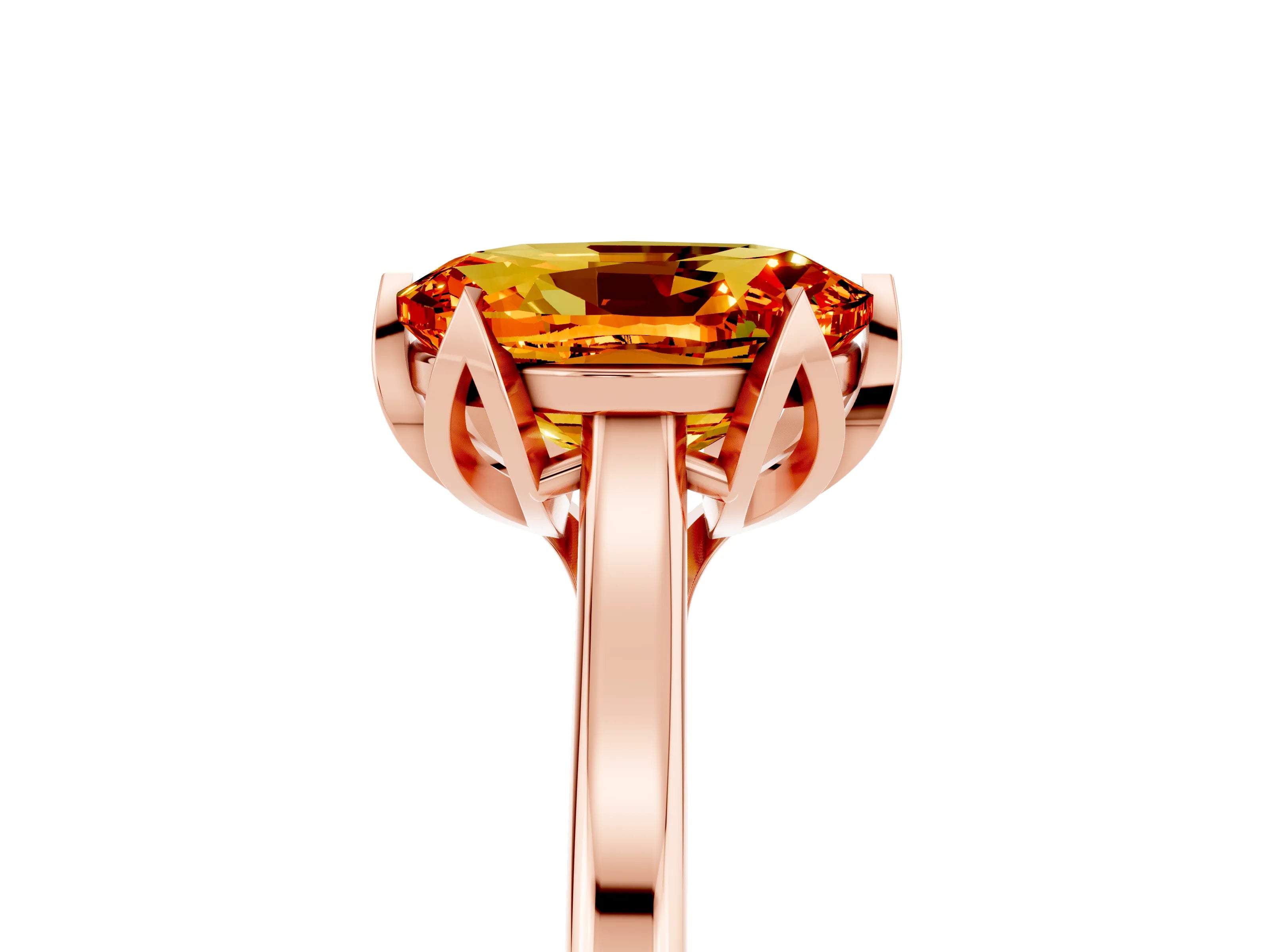 Rose gold Oval Cut Citrine Solitaire Ring with Flower Prong Setting and Classic Band_29