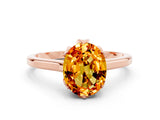 Rose gold Oval Cut Citrine Solitaire Ring with Flower Prong Setting and Classic Band_37