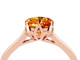Rose gold Oval Cut Citrine Solitaire Ring with Flower Prong Setting and Classic Band_41