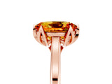 Rose gold Oval Cut Citrine Solitaire Ring with Flower Prong Setting and Classic Band_42