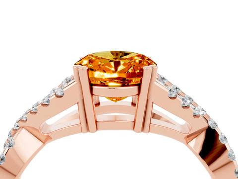 Rose gold Oval Cut Citrine Solitaire Ring with Four-Prong Setting and Twisted Pavé Band_4