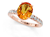 Rose gold Oval Cut Citrine Solitaire Ring with Pavé Accents and Four-Prong Setting_1