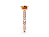 Rose gold Oval Cut Citrine Solitaire Ring with Pavé Accents and Four-Prong Setting_2