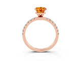 Rose gold Oval Cut Citrine Solitaire Ring with Pavé Accents and Four-Prong Setting_3