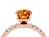 Rose gold Oval Cut Citrine Solitaire Ring with Pavé Accents and Four-Prong Setting_4