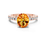 Rose gold Oval Cut Citrine Solitaire Ring with Pavé Band and Four-Prong Setting_24