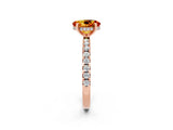 Rose gold Oval Cut Citrine Solitaire Ring with Pavé Band and Four-Prong Setting_26