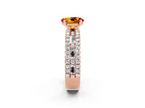 Rose gold Oval Cut Citrine Solitaire Ring with Pavé and Channel Set Band_2