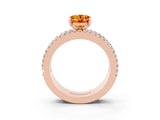 Rose gold Oval Cut Citrine Solitaire Ring with Pavé and Channel Set Band_3
