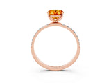 Rose gold Oval Cut Citrine Solitaire Ring with Pave Band and Four Prong Setting_27