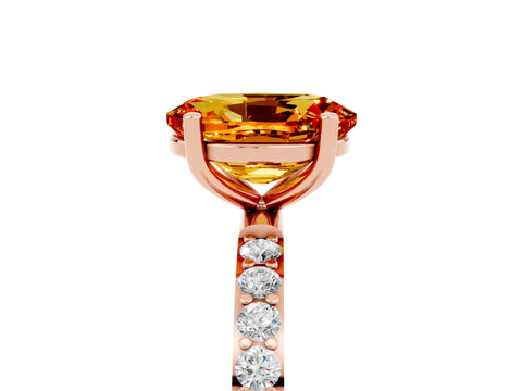 Rose gold Oval Cut Citrine Solitaire Ring with Pave Band and Four Prong Setting_29