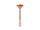 Rose gold Oval Cut Citrine Solitaire Ring with Round  Pavé Band and Four-Prong Setting_46