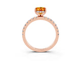 Rose gold Oval Cut Citrine Solitaire Ring with Round  Pavé Band and Four-Prong Setting_47