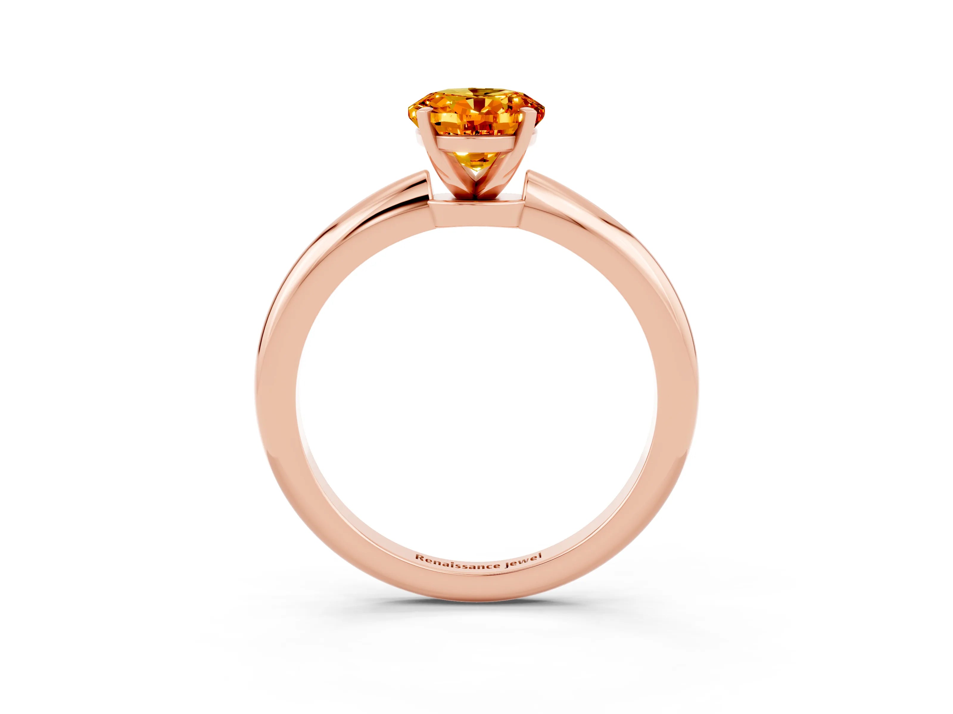 Rose gold Oval Cut Citrine Solitaire Ring with Six-Prong Setting and Classic Band_3