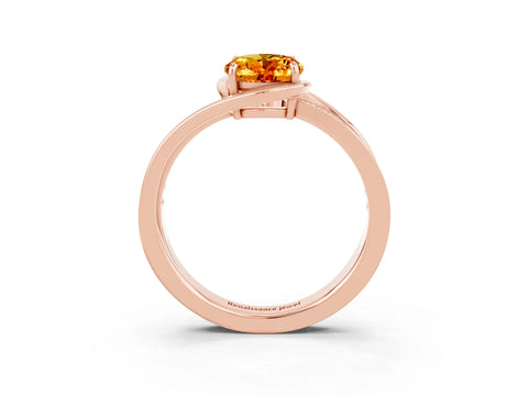 Rose gold Oval Cut Citrine Solitaire Ring with Split Shank and Prong Setting_3