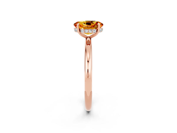 Rose gold Oval Cut Citrine Solitaire Ring with Thin Band and Four-Prong Setting
