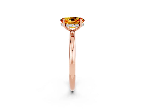 Rose gold Oval Cut Citrine Solitaire Ring with Thin Band and Four-Prong Setting_14