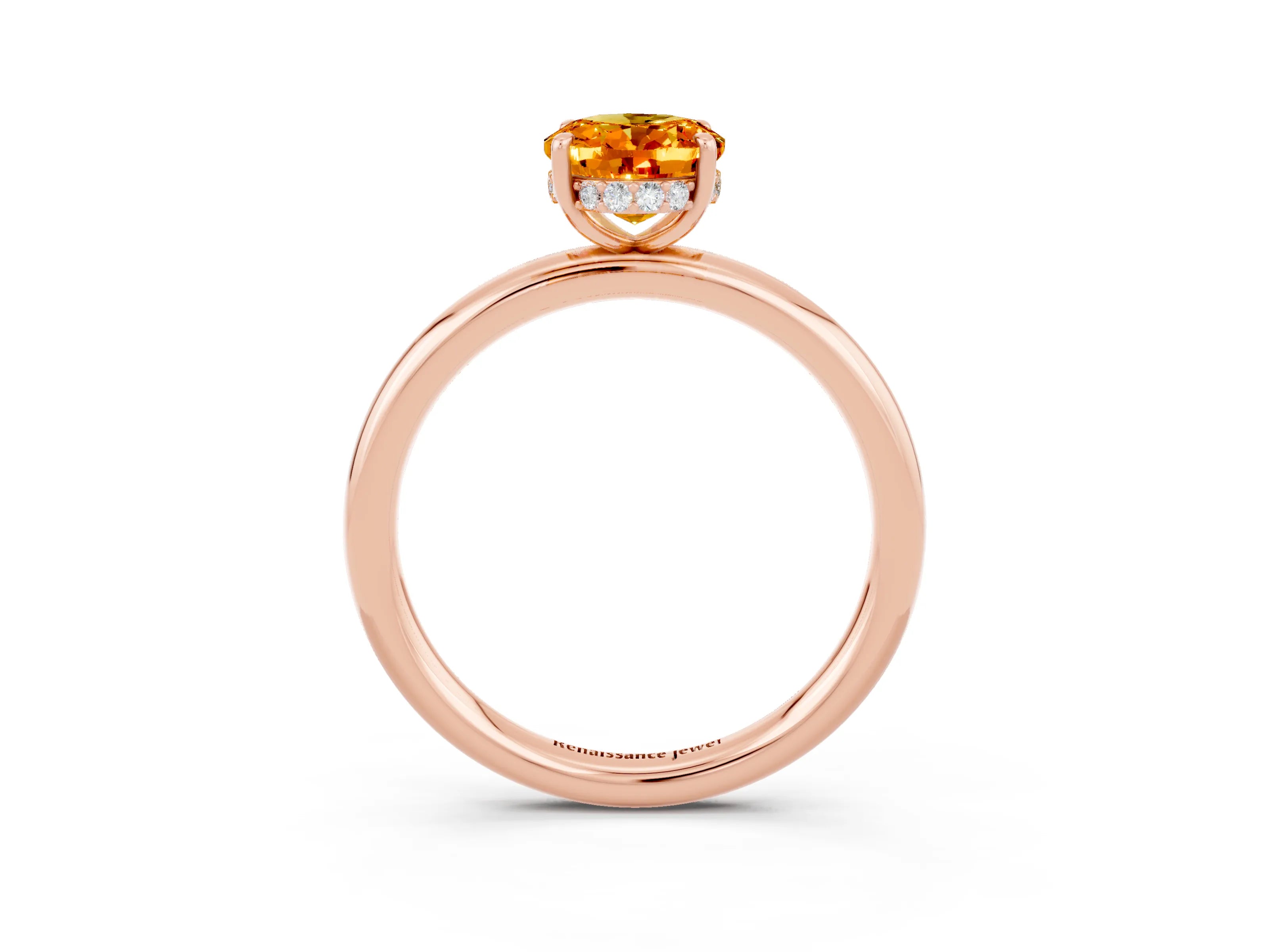 Rose gold Oval Cut Citrine Solitaire Ring with Thin Band and Four-Prong Setting_15