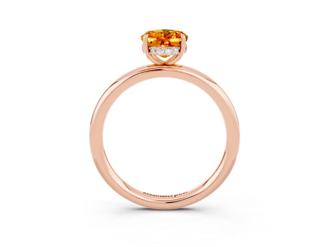 Rose gold Oval Cut Citrine Solitaire Ring with Thin Band and Four-Prong Setting_15