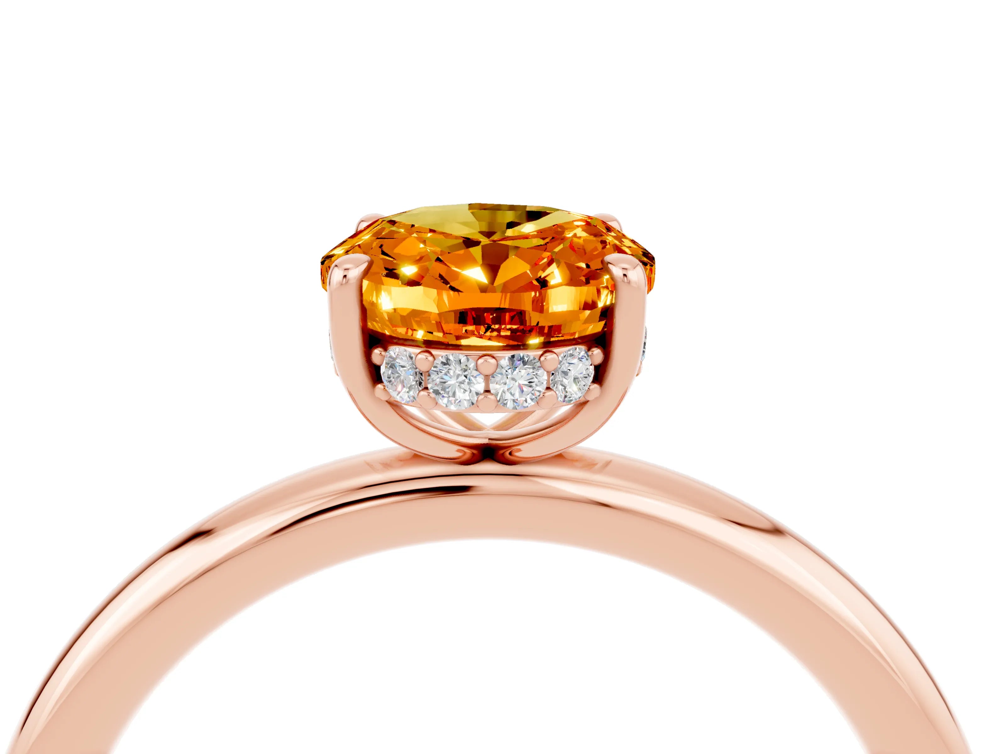 Rose gold Oval Cut Citrine Solitaire Ring with Thin Band and Four-Prong Setting_16