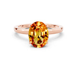 Rose gold Oval Cut Citrine Solitaire Ring with Thin Band and Prong Setting_12