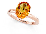 Rose gold Oval Cut Citrine Solitaire Ring with Thin Band and Prong Setting_13